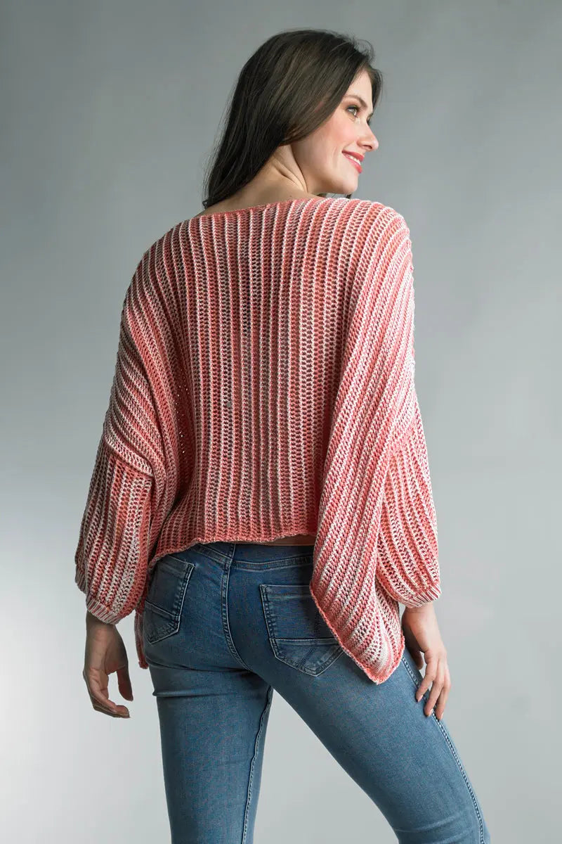 Washed Crochet Knit Sweater