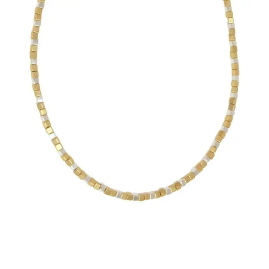 16"+2 Gold & Silver Bead Necklace