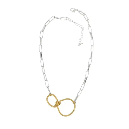 Gold Knotted Rings, Silver Link Necklace