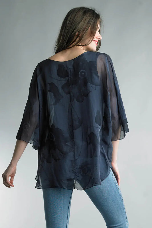 Silk Top 3/4 sleeve floral design