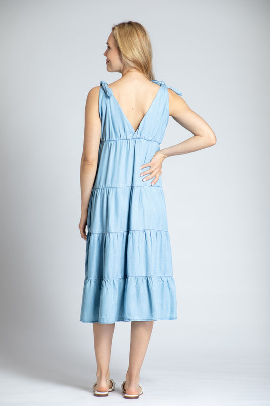 Sleeveless Dress with tie sheered detail
