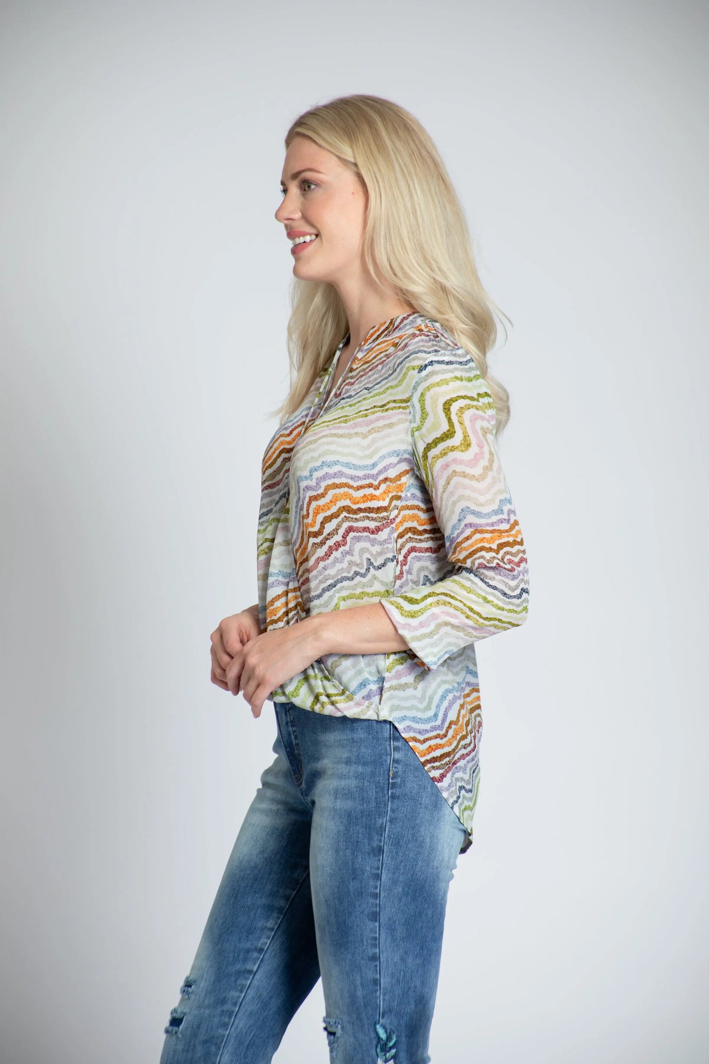 Crossover Top With tassel and pastel stripes