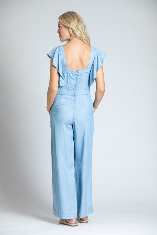 Jumpsuit with ruffle sleeve and pockets - Bay-Tique