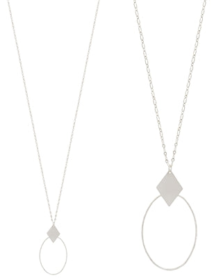 Diamond Shape with Open Oval 36" Necklace