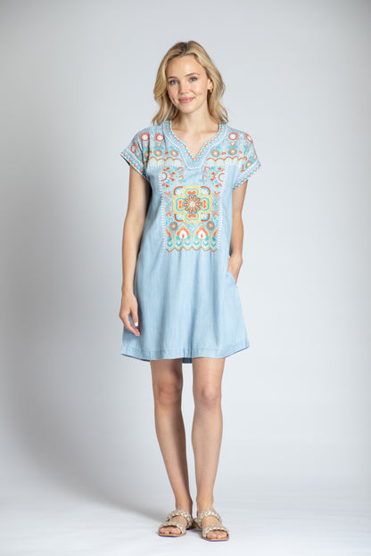 Boho Inspired Short sleeve Dress with embroidery detailing