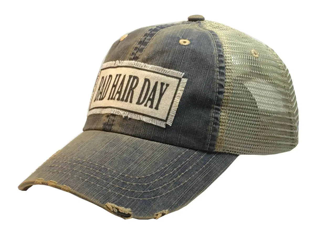 Bad Hair Day Distressed Trucker Hat Baseball Cap - Bay-Tique