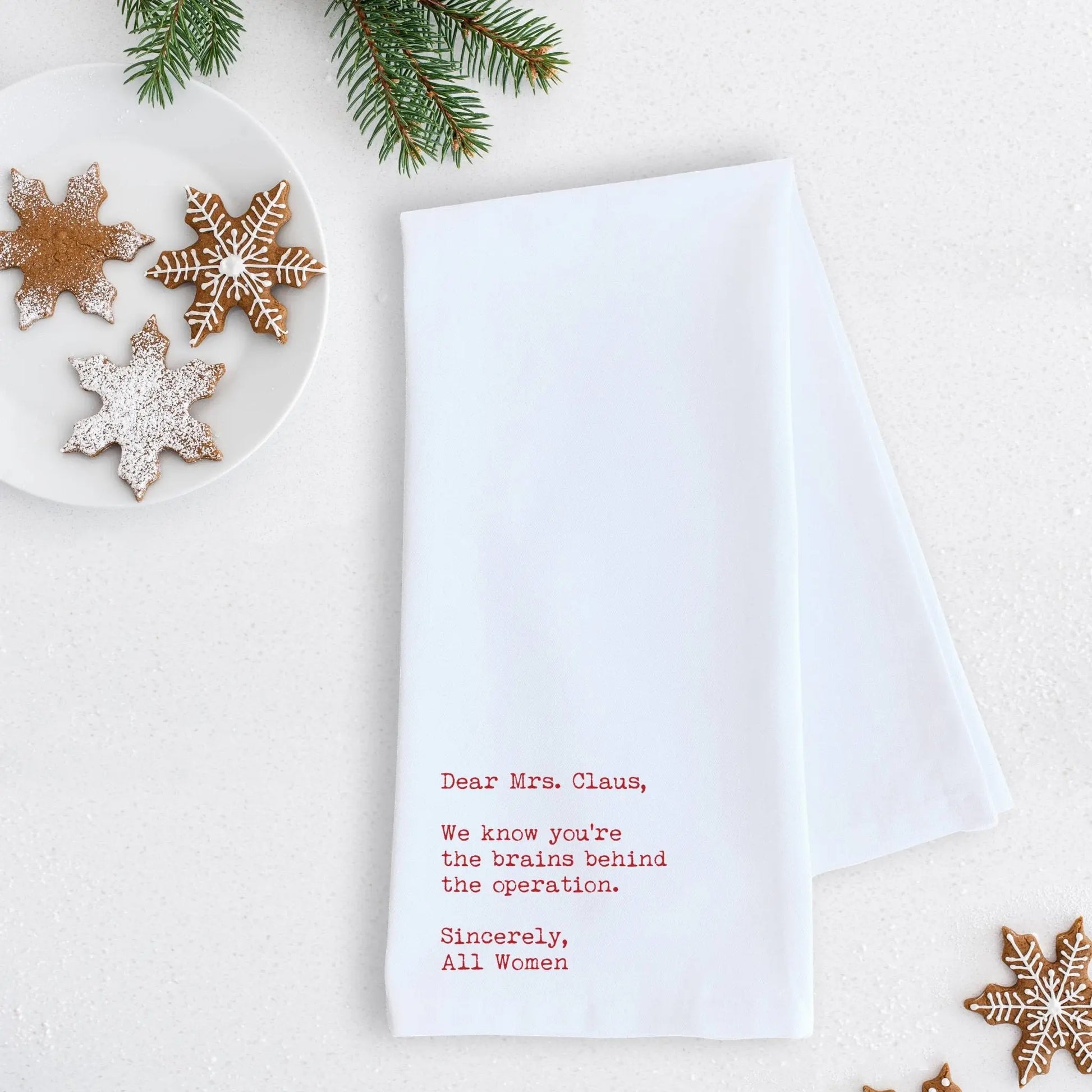 Dear Mrs. Claus - Tea Towel - Christmas Décor: RED - Bay-Tique