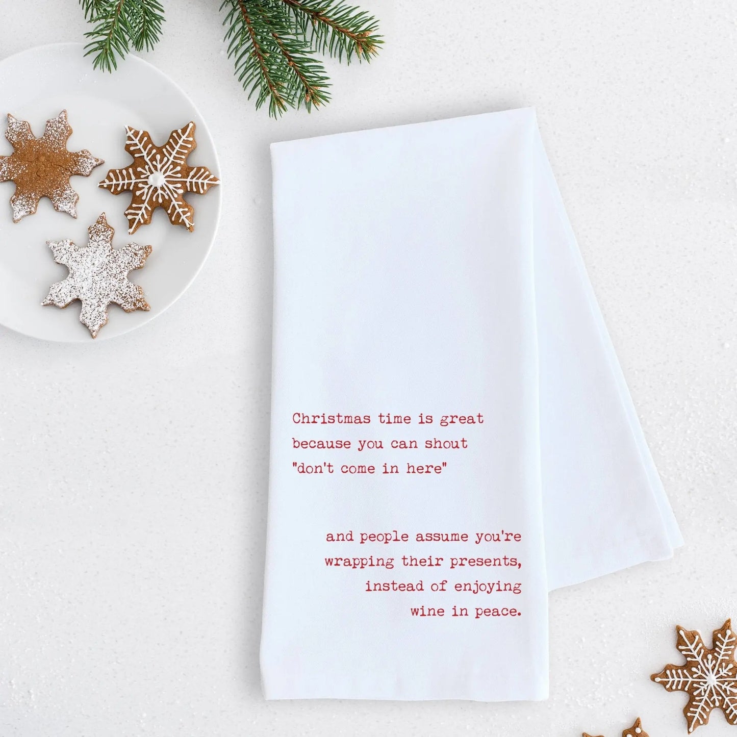 Don’t Come In Here - Tea Towel - Christmas Décor: RED - Bay-Tique
