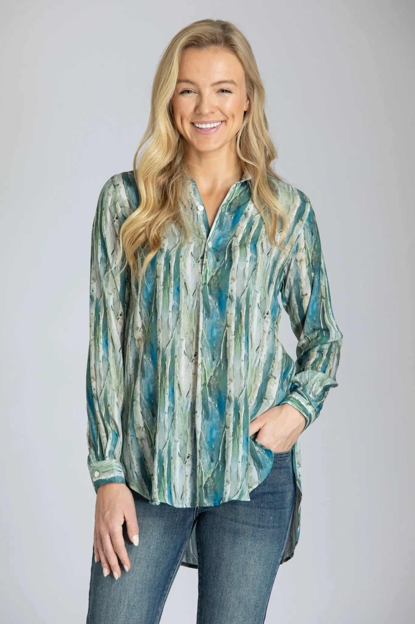 Half Button-up Pullover tunic B-016D - Bay-Tique
