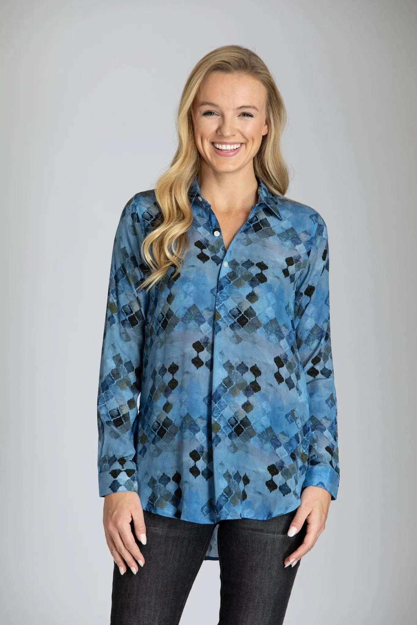 Half Button-up Pullover tunic B-173D - Bay-Tique