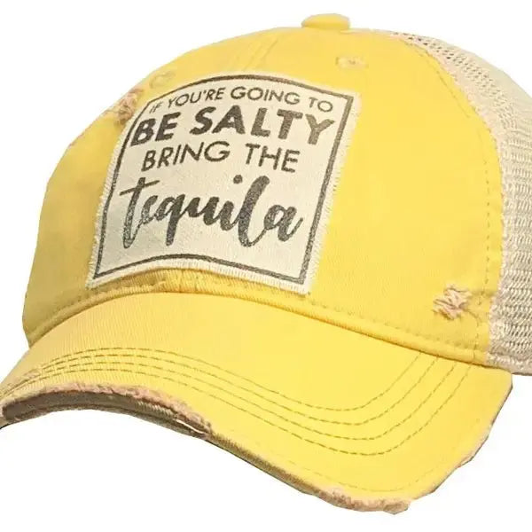 'If your going to be salty' distressed trucker ball cap - Bay-Tique