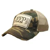 JEEP GIRL Distressed Trucker Cap - Bay-Tique
