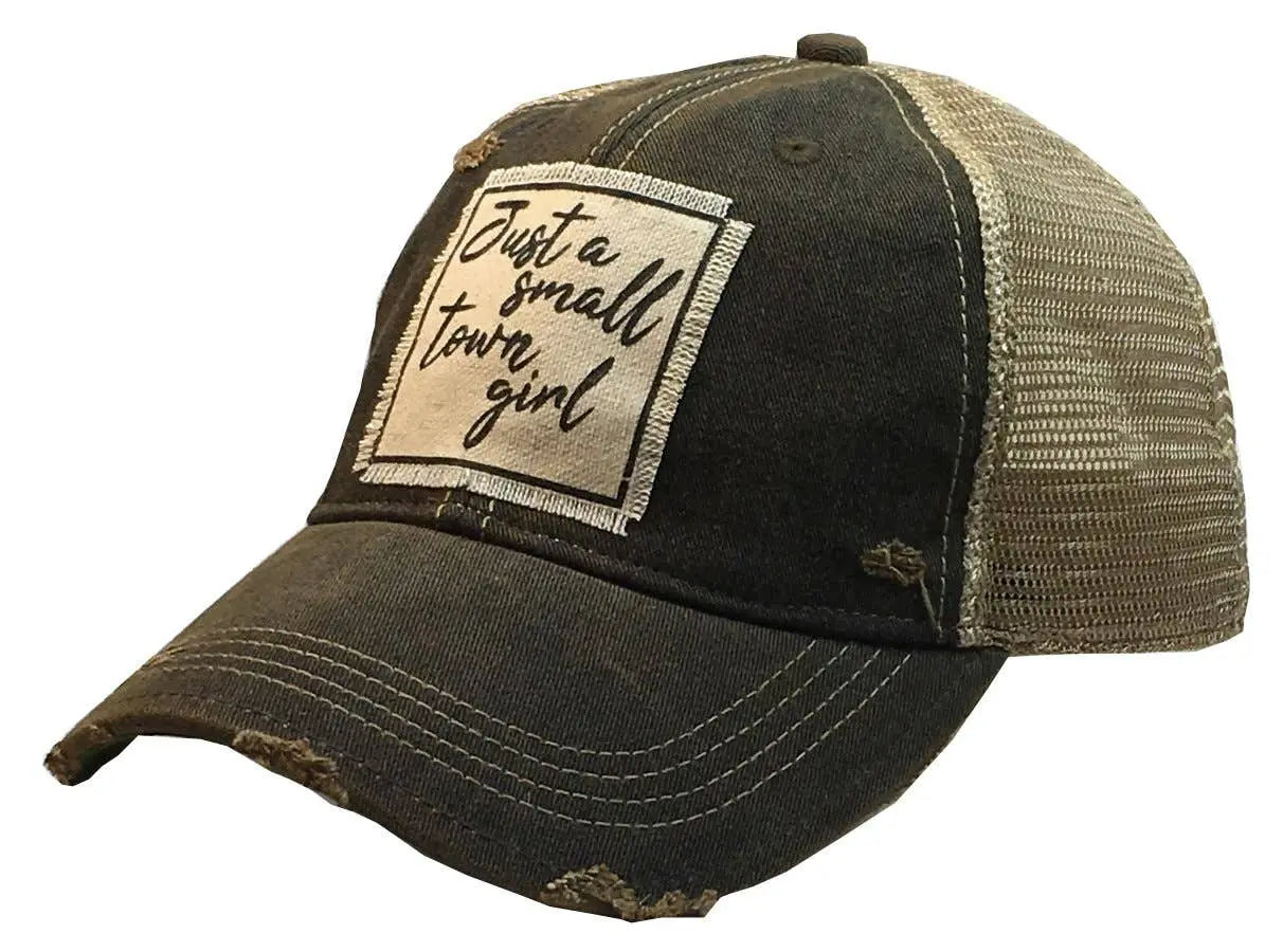 Just A Small Town Girl Distressed Trucker Cap - Bay-Tique