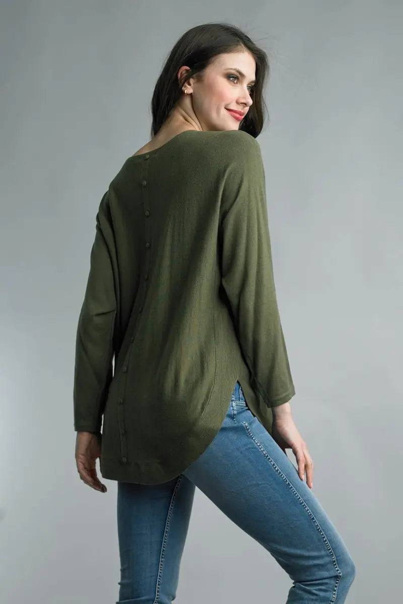 Sweater w/back button detail - Bay-Tique