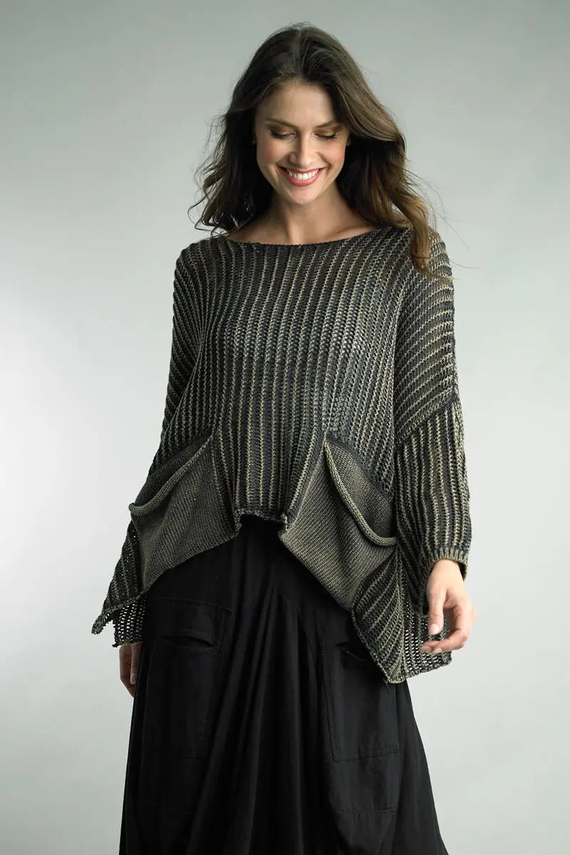 Washed Crochet Knit Sweater - Bay-Tique