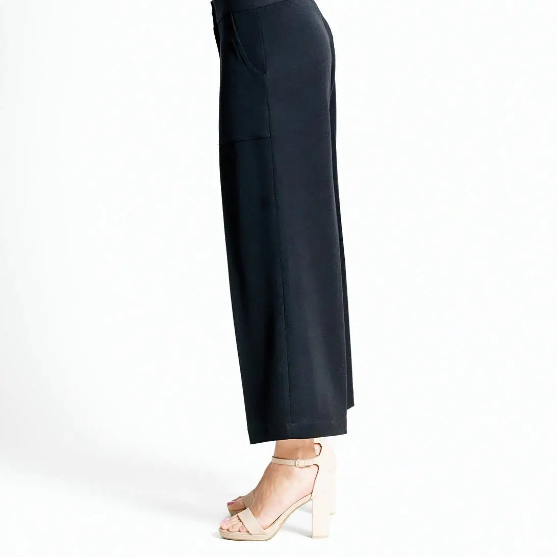 Woven Twill - Zip Closure Front Pocket Cropped Trouser - Bay-Tique